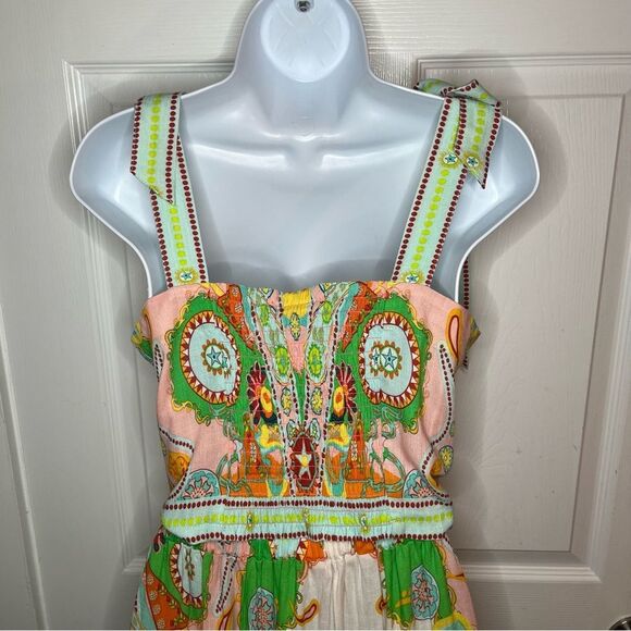 Rose & Olive Colorful Boho Paisley Geometric Maxi Skirt Set Pockets Green S NWOT - Picture 8 of 11